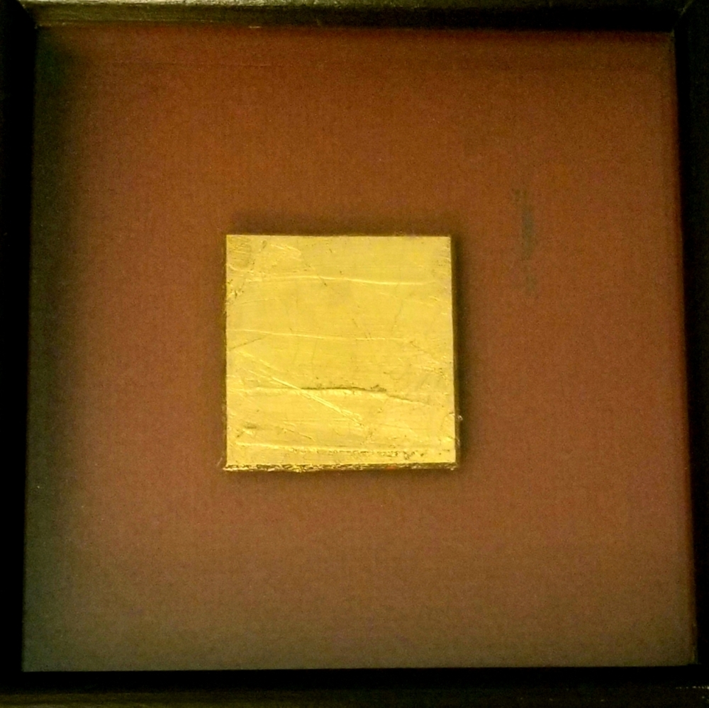 Vintage Framed Square Gold Leaf Sculpture